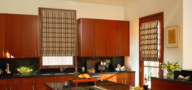 Roman shades in a kitchen